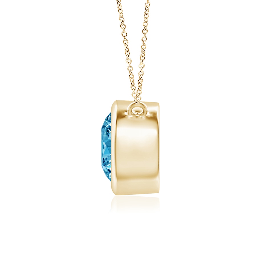6.4mm Labgrown Bezel-Set Round Lab-Grown Fancy Intense Blue Diamond Solitaire Necklace in Yellow Gold side 199