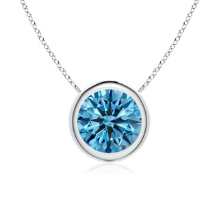 7.4mm Labgrown Bezel-Set Round Lab-Grown Fancy Intense Blue Diamond Solitaire Necklace in P950 Platinum