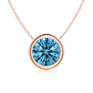 8mm Labgrown Bezel-Set Round Lab-Grown Fancy Intense Blue Diamond Solitaire Necklace in 18K Rose Gold