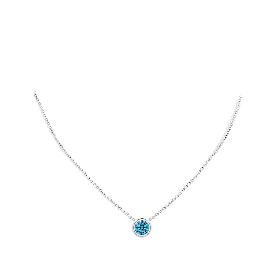 8mm Labgrown Bezel-Set Round Lab-Grown Fancy Intense Blue Diamond Solitaire Necklace in P950 Platinum pen