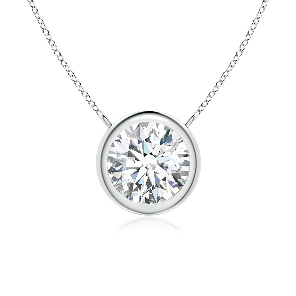 6.4mm FGVS Lab-Grown Bezel-Set Round Diamond Solitaire Necklace in 18K White Gold