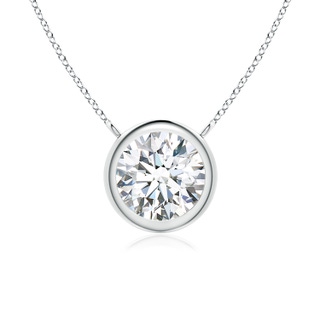 6.4mm FGVS Lab-Grown Bezel-Set Round Diamond Solitaire Necklace in 18K White Gold