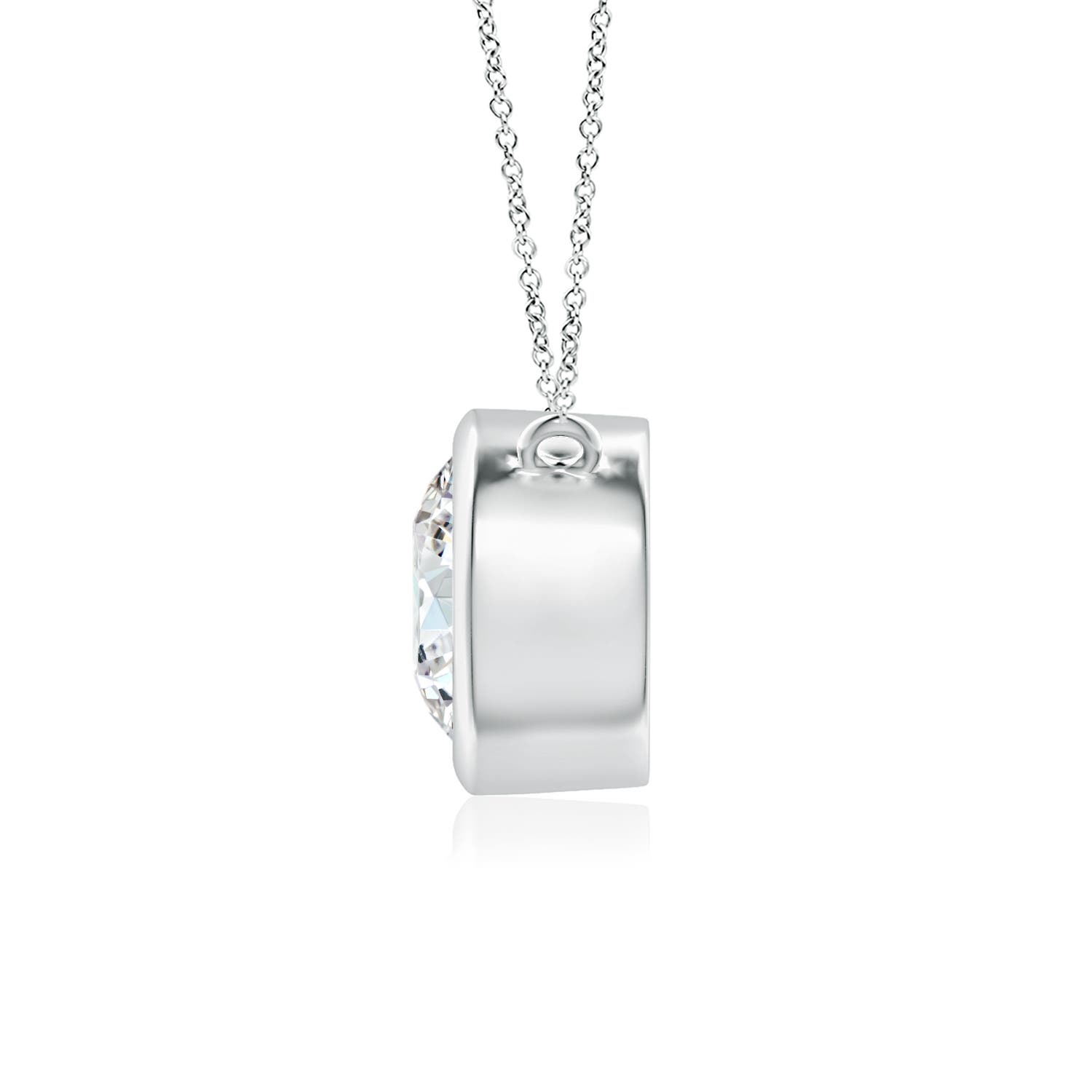 6.4mm FGVS Lab-Grown Bezel-Set Round Diamond Solitaire Necklace in 18K White Gold
