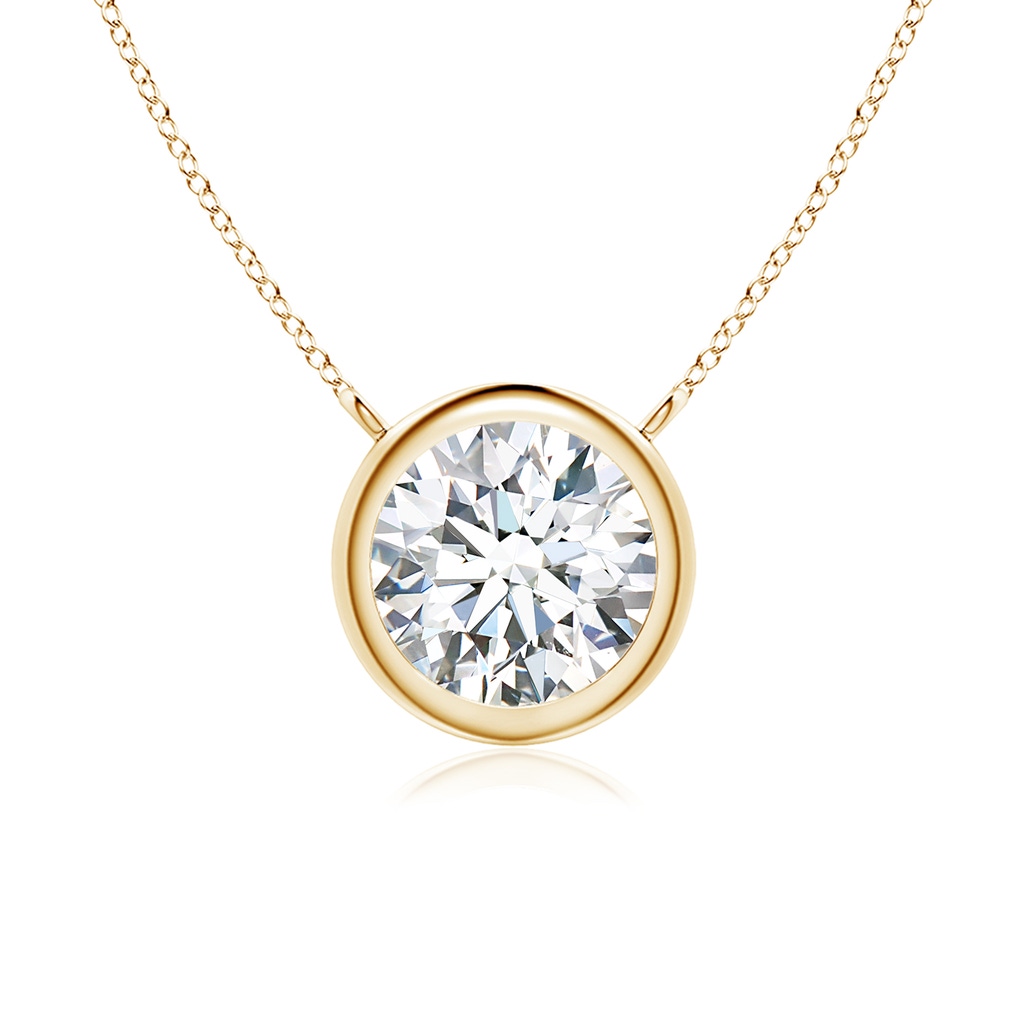 6.4mm FGVS Lab-Grown Bezel-Set Round Diamond Solitaire Necklace in 18K Yellow Gold