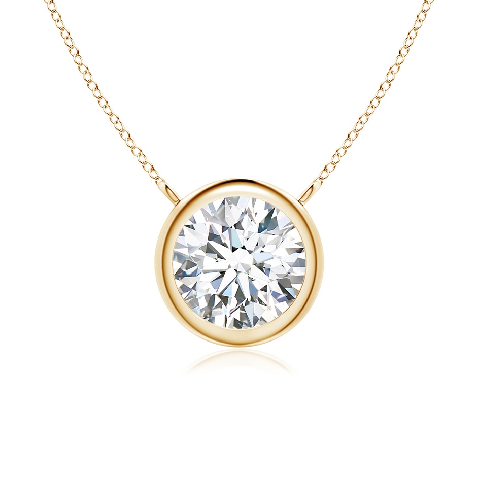 6.4mm FGVS Lab-Grown Bezel-Set Round Diamond Solitaire Necklace in 18K Yellow Gold 