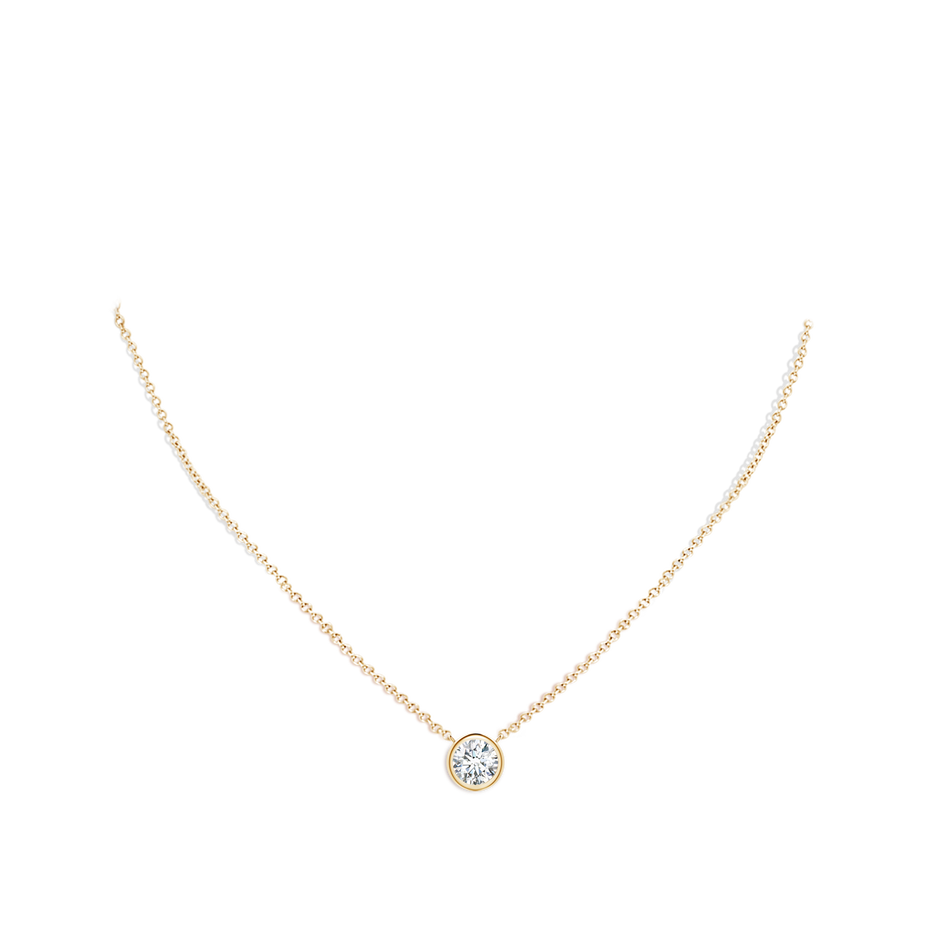 6.4mm FGVS Lab-Grown Bezel-Set Round Diamond Solitaire Necklace in 18K Yellow Gold pen