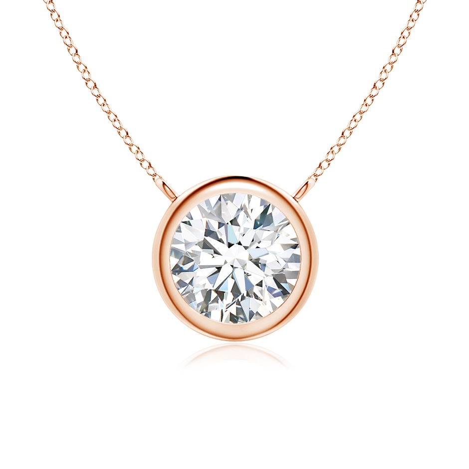 6.4mm FGVS Lab-Grown Bezel-Set Round Diamond Solitaire Necklace in 9K Rose Gold 