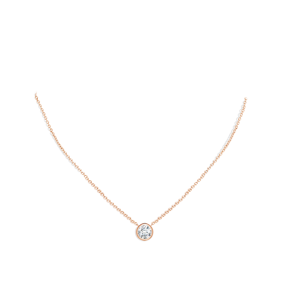 6.4mm FGVS Lab-Grown Bezel-Set Round Diamond Solitaire Necklace in 9K Rose Gold pen