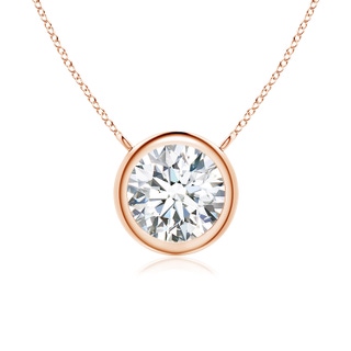 6.4mm FGVS Lab-Grown Bezel-Set Round Diamond Solitaire Necklace in Rose Gold