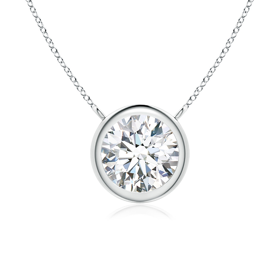 6.4mm FGVS Lab-Grown Bezel-Set Round Diamond Solitaire Necklace in White Gold 