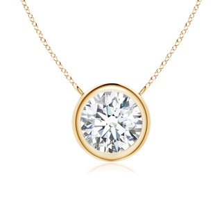 6.4mm FGVS Lab-Grown Bezel-Set Round Diamond Solitaire Necklace in Yellow Gold