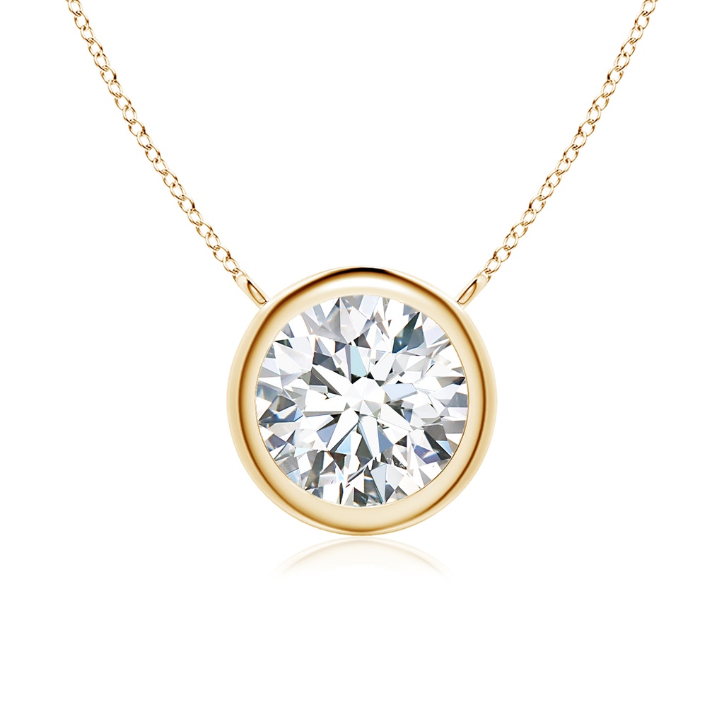 7.4mm FGVS Lab-Grown Bezel-Set Round Diamond Solitaire Necklace in Yellow Gold