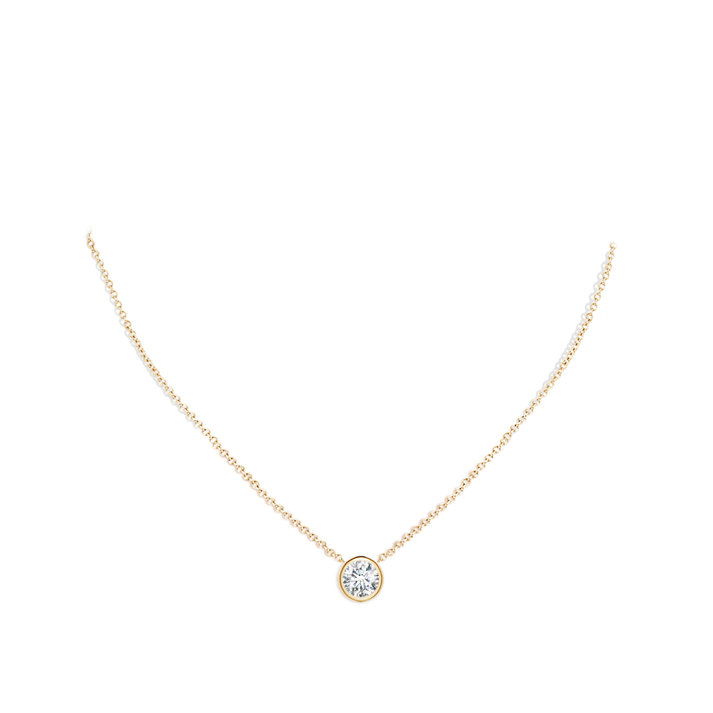 7.4mm FGVS Lab-Grown Bezel-Set Round Diamond Solitaire Necklace in Yellow Gold pen