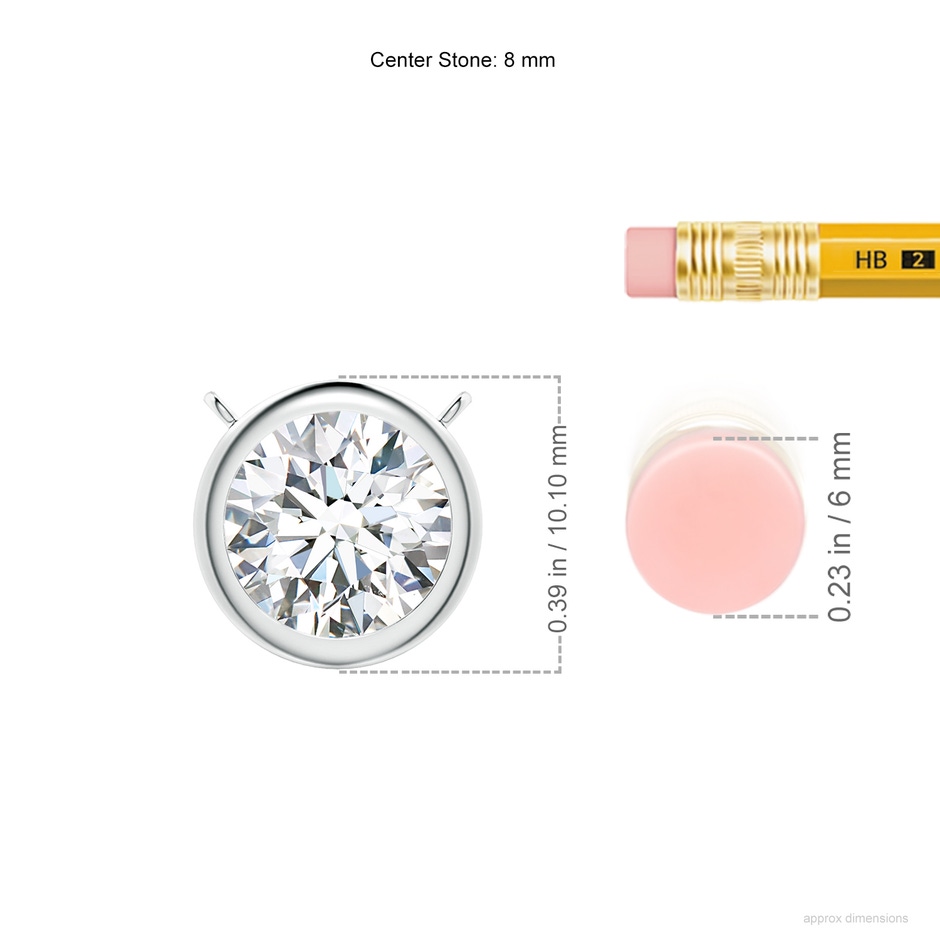8mm FGVS Lab-Grown Bezel-Set Round Diamond Solitaire Necklace in P950 Platinum ruler