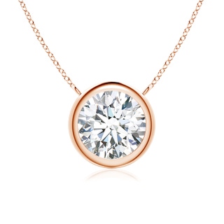 8mm FGVS Lab-Grown Bezel-Set Round Diamond Solitaire Necklace in Rose Gold