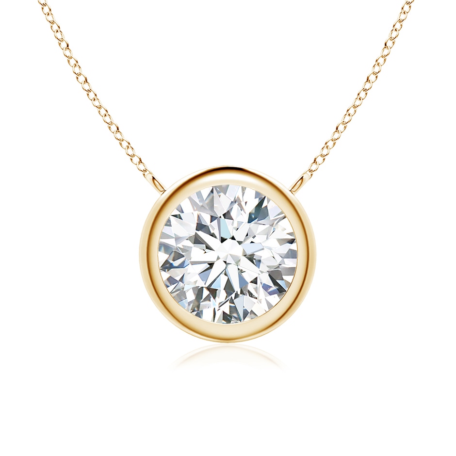 8mm FGVS Lab-Grown Bezel-Set Round Diamond Solitaire Necklace in Yellow Gold 