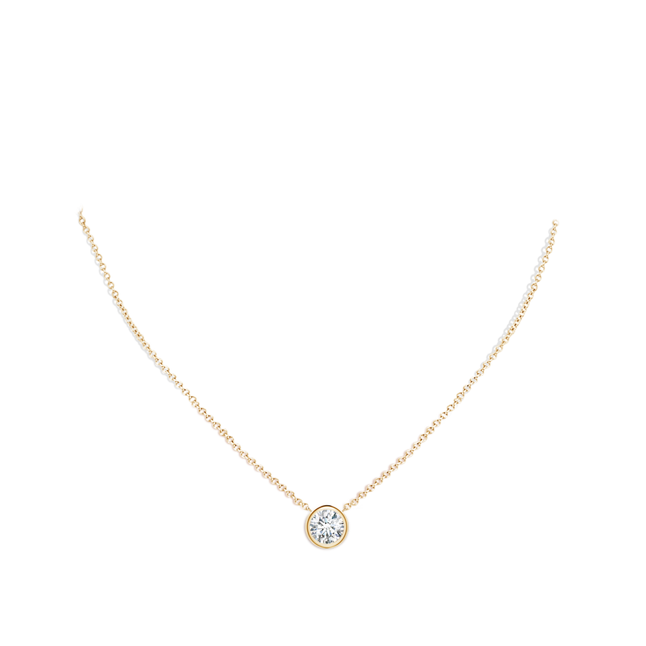 8mm FGVS Lab-Grown Bezel-Set Round Diamond Solitaire Necklace in Yellow Gold pen