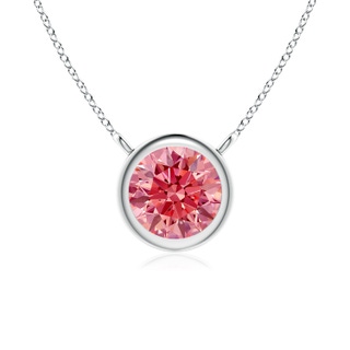 5.1mm Labgrown Bezel-Set Round Lab-Grown Fancy Intense Pink Diamond Solitaire Necklace in P950 Platinum