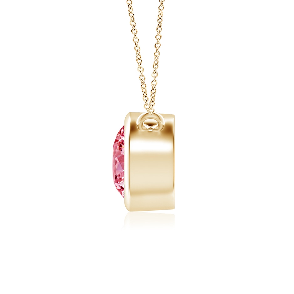 5.1mm Labgrown Bezel-Set Round Lab-Grown Fancy Intense Pink Diamond Solitaire Necklace in Yellow Gold side 199