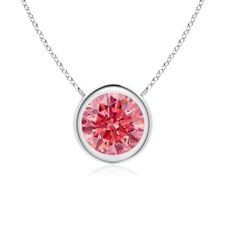 6.4mm Labgrown Bezel-Set Round Lab-Grown Fancy Intense Pink Diamond Solitaire Necklace in P950 Platinum