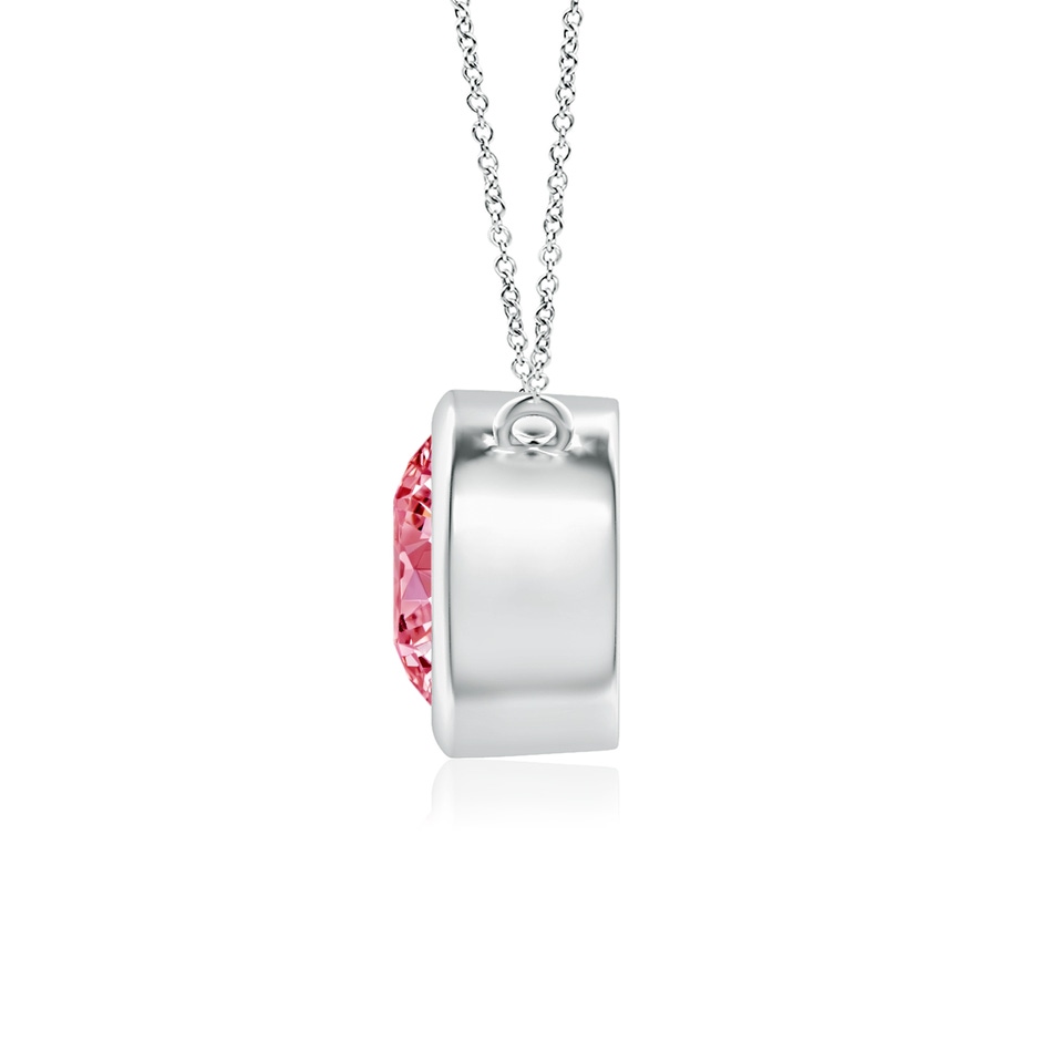 6.4mm Labgrown Bezel-Set Round Lab-Grown Fancy Intense Pink Diamond Solitaire Necklace in P950 Platinum side 199