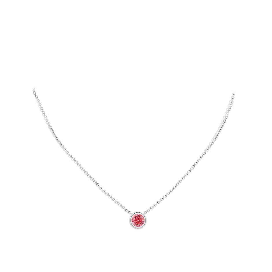 6.4mm Labgrown Bezel-Set Round Lab-Grown Fancy Intense Pink Diamond Solitaire Necklace in P950 Platinum pen