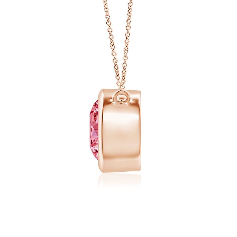 6.4mm Labgrown Bezel-Set Round Lab-Grown Fancy Intense Pink Diamond Solitaire Necklace in Rose Gold side 199