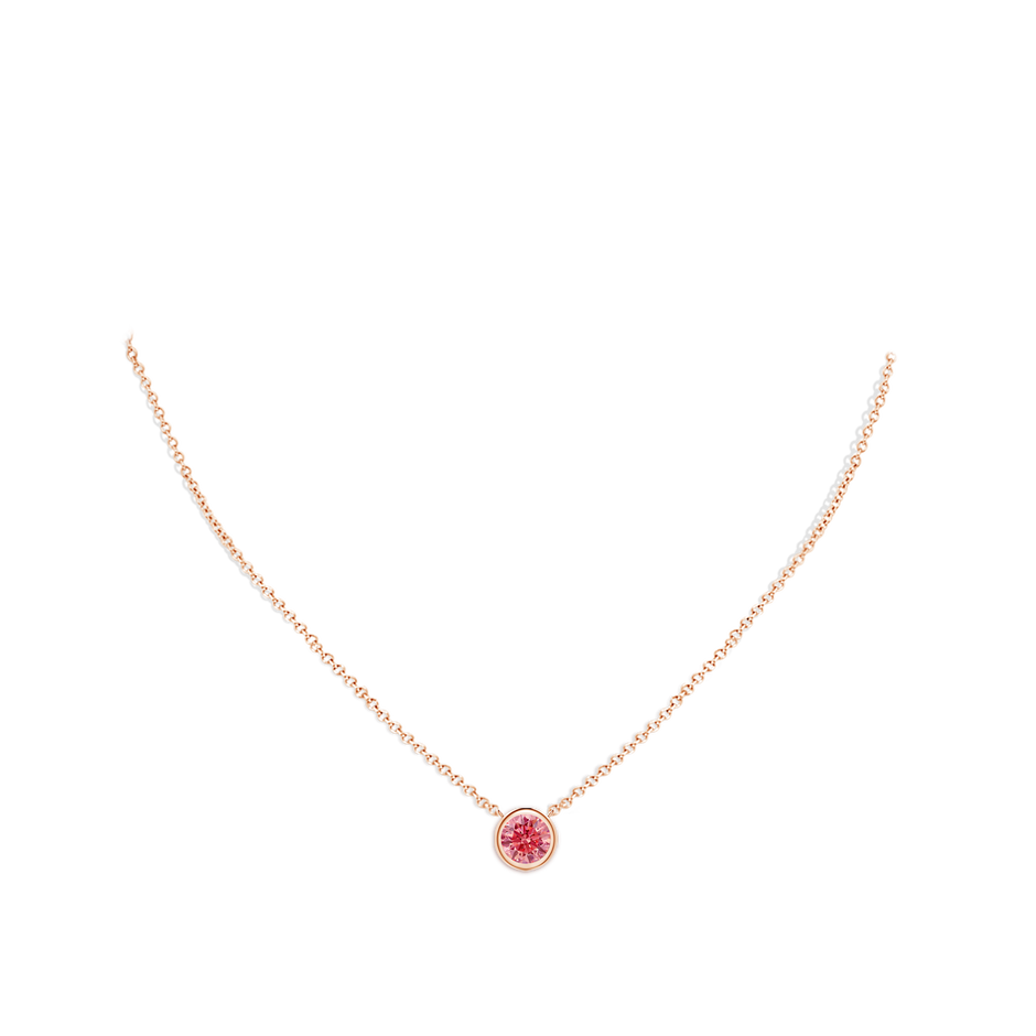 6.4mm Labgrown Bezel-Set Round Lab-Grown Fancy Intense Pink Diamond Solitaire Necklace in Rose Gold pen