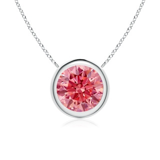 7.4mm Labgrown Bezel-Set Round Lab-Grown Fancy Intense Pink Diamond Solitaire Necklace in P950 Platinum