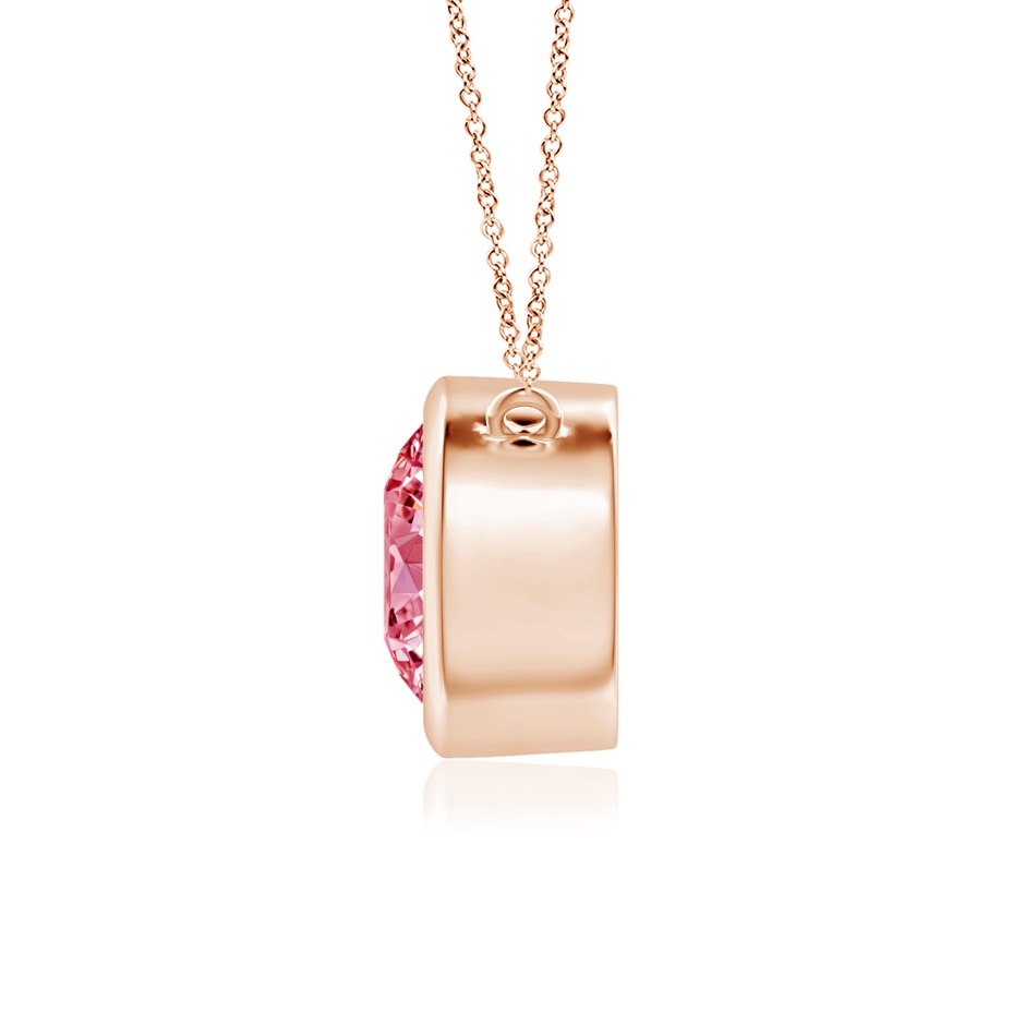 7.4mm Labgrown Bezel-Set Round Lab-Grown Fancy Intense Pink Diamond Solitaire Necklace in Rose Gold side 199