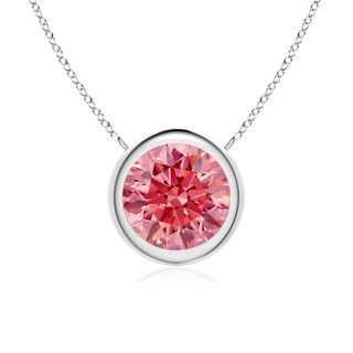 8mm Labgrown Bezel-Set Round Lab-Grown Fancy Intense Pink Diamond Solitaire Necklace in P950 Platinum