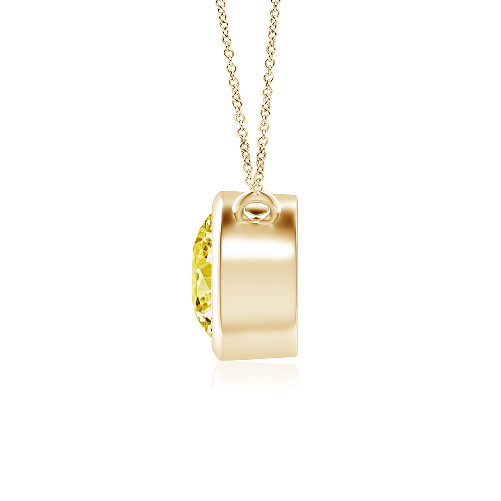 5.1mm Labgrown Bezel-Set Round Lab-Grown Fancy Intense Yellow Diamond Solitaire Necklace in Yellow Gold - side 199