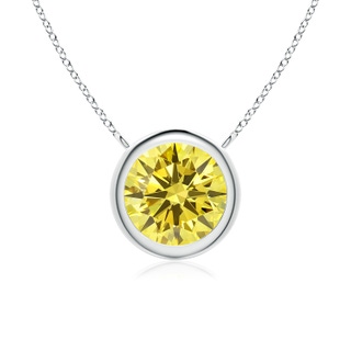 7.4mm Labgrown Bezel-Set Round Lab-Grown Fancy Intense Yellow Diamond Solitaire Necklace in P950 Platinum