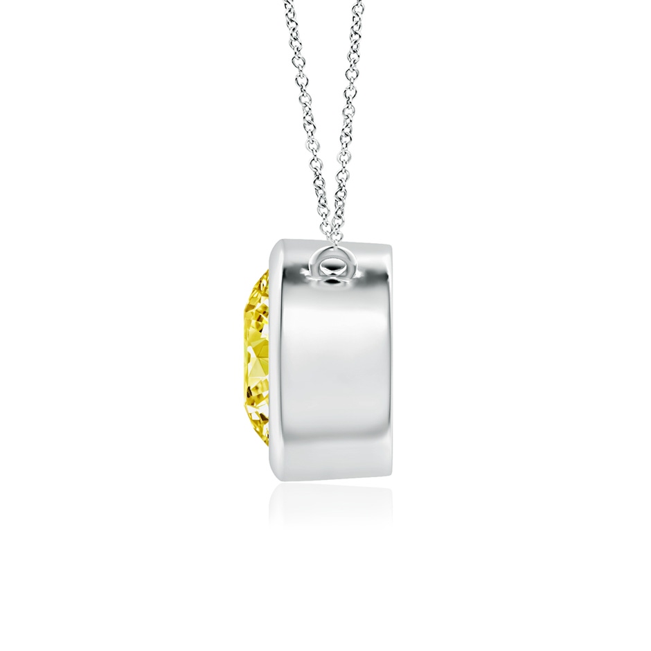 7.4mm Labgrown Bezel-Set Round Lab-Grown Fancy Intense Yellow Diamond Solitaire Necklace in White Gold side 199