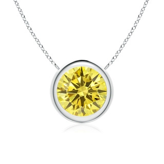 8mm Labgrown Bezel-Set Round Lab-Grown Fancy Intense Yellow Diamond Solitaire Necklace in P950 Platinum