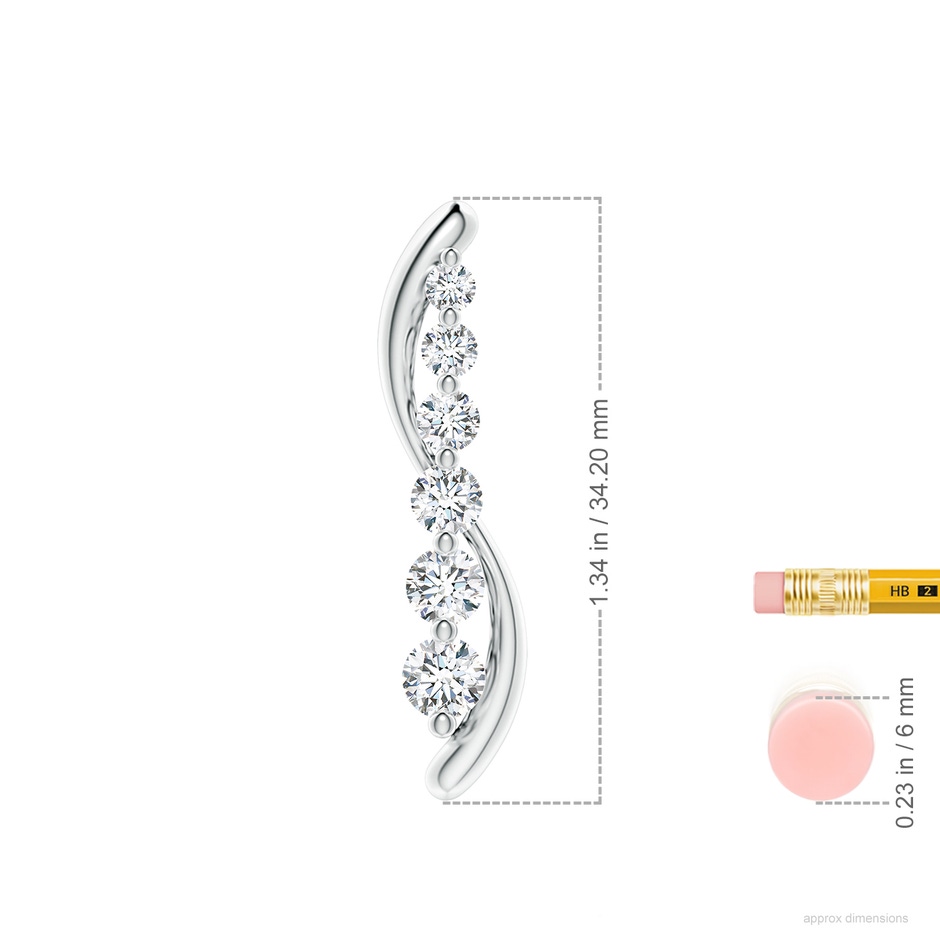 4.7mm FGVS Lab-Grown Six Stone Diamond Journey Necklace in White Gold ruler