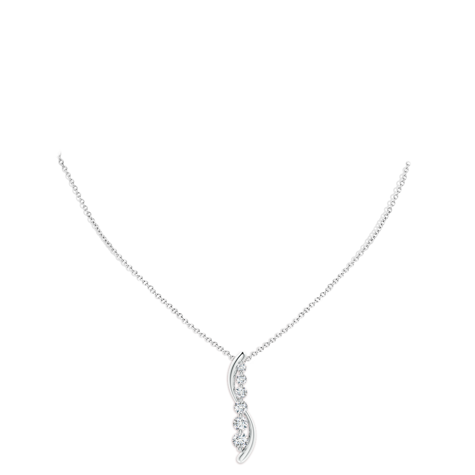 4.7mm FGVS Lab-Grown Six Stone Diamond Journey Necklace in White Gold pen