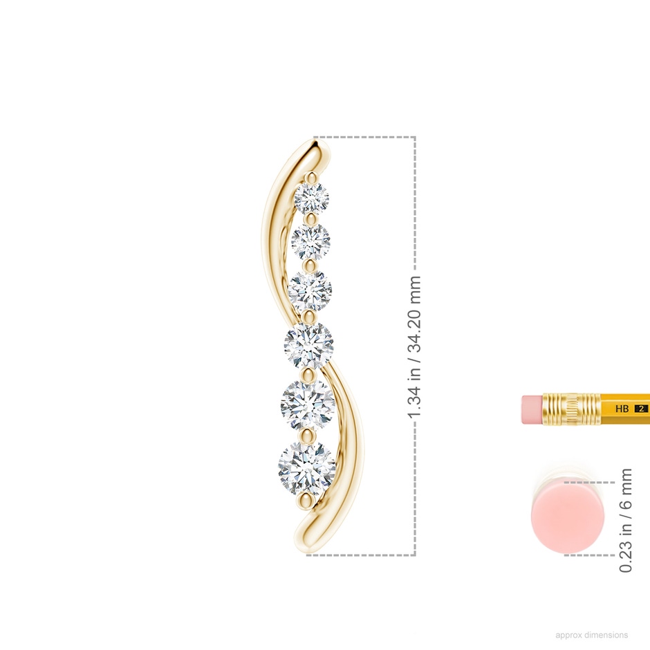 4.7mm FGVS Lab-Grown Six Stone Diamond Journey Necklace in Yellow Gold ruler