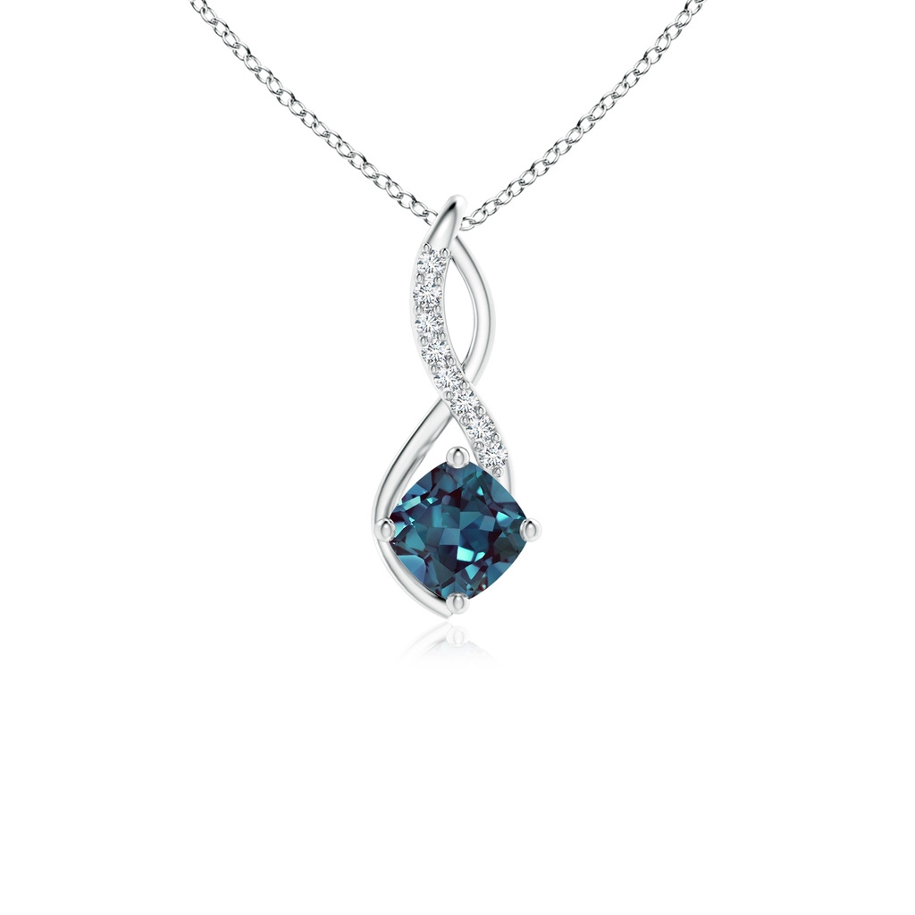 5mm Labgrown Lab-Grown Alexandrite Infinity Pendant with Diamond Accents in P950 Platinum