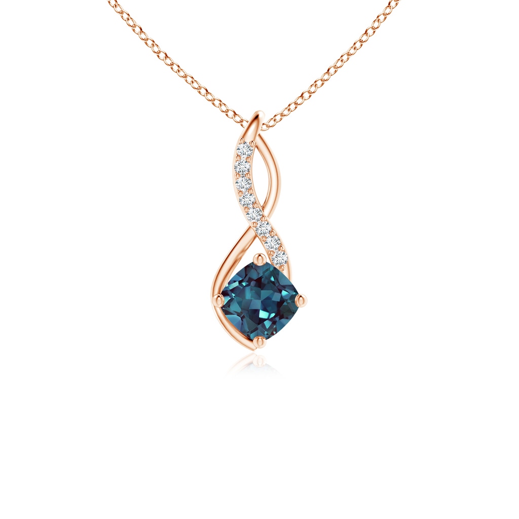 5mm Labgrown Lab-Grown Alexandrite Infinity Pendant with Diamond Accents in Rose Gold