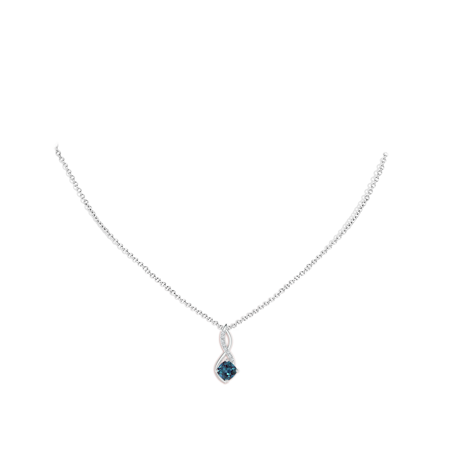 6mm Labgrown Lab-Grown Alexandrite Infinity Pendant with Diamond Accents in White Gold - body_neck