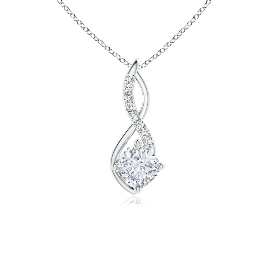 6mm FGVS Cushion Lab-Grown Diamond Infinity Pendant with Accents in 18K White Gold 