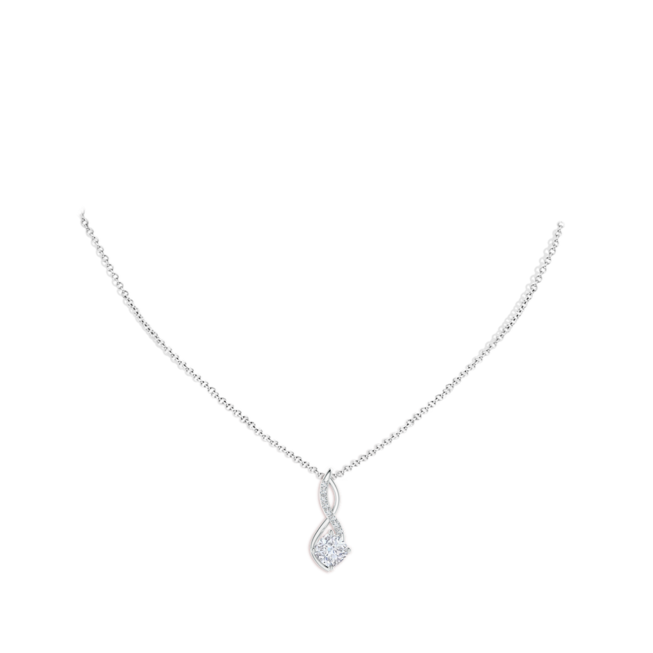 6mm FGVS Cushion Lab-Grown Diamond Infinity Pendant with Accents in 18K White Gold pen