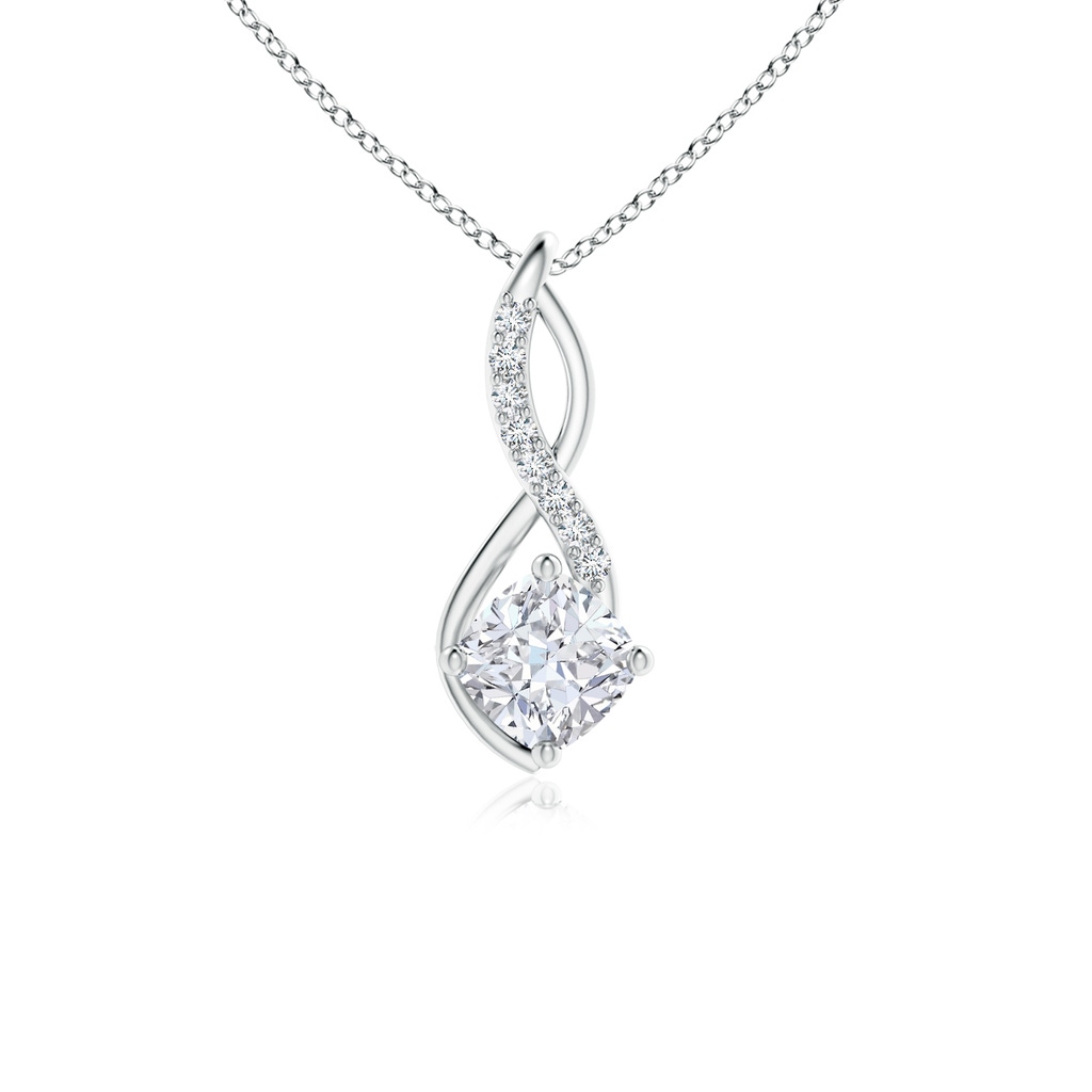6mm FGVS Cushion Lab-Grown Diamond Infinity Pendant with Accents in White Gold