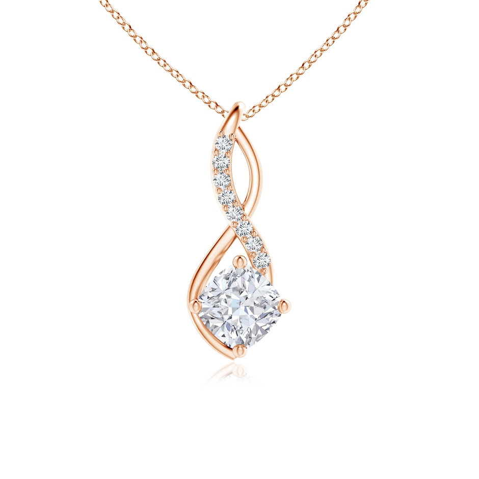 7mm FGVS Cushion Lab-Grown Diamond Infinity Pendant with Accents in Rose Gold 