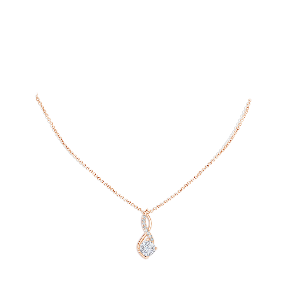 7mm FGVS Cushion Lab-Grown Diamond Infinity Pendant with Accents in Rose Gold pen