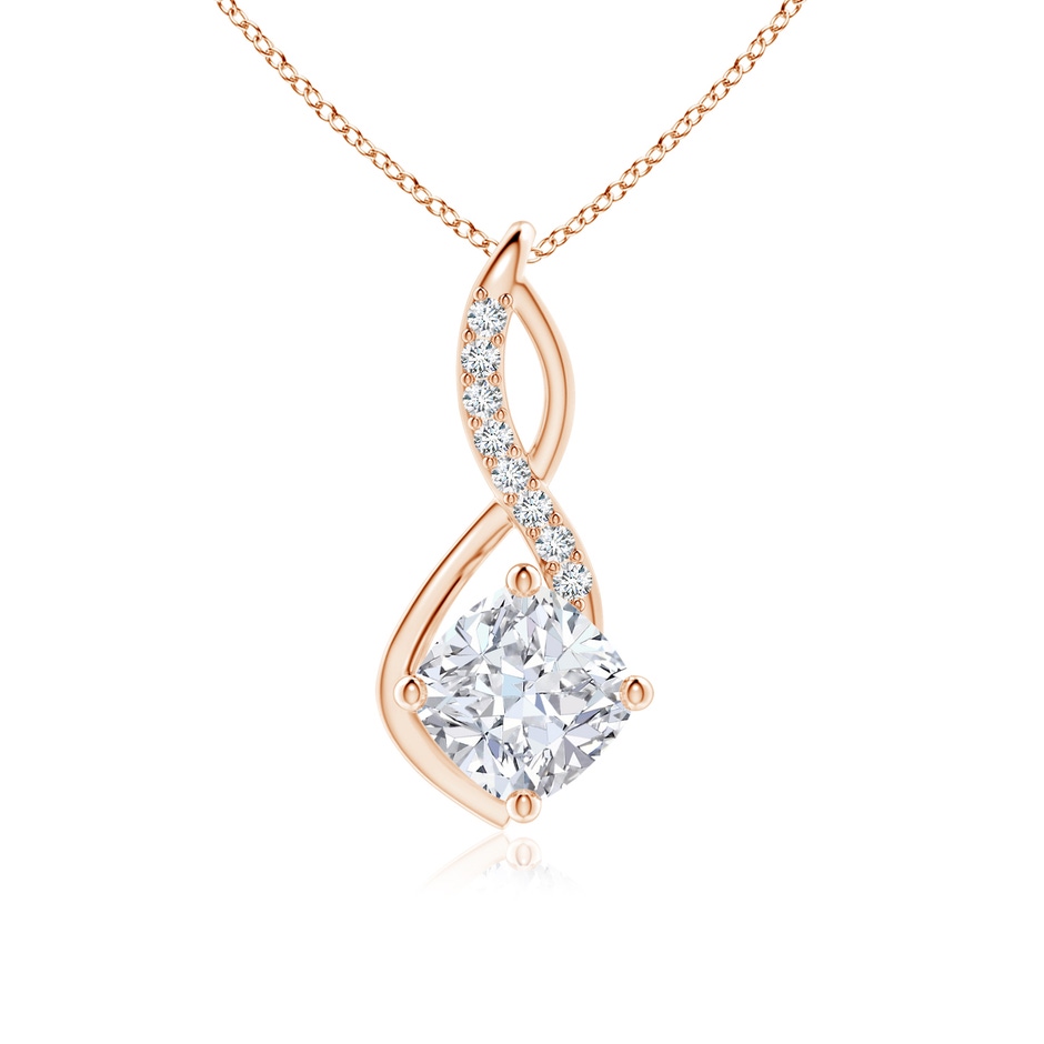 8mm FGVS Cushion Lab-Grown Diamond Infinity Pendant with Accents in 18K Rose Gold 