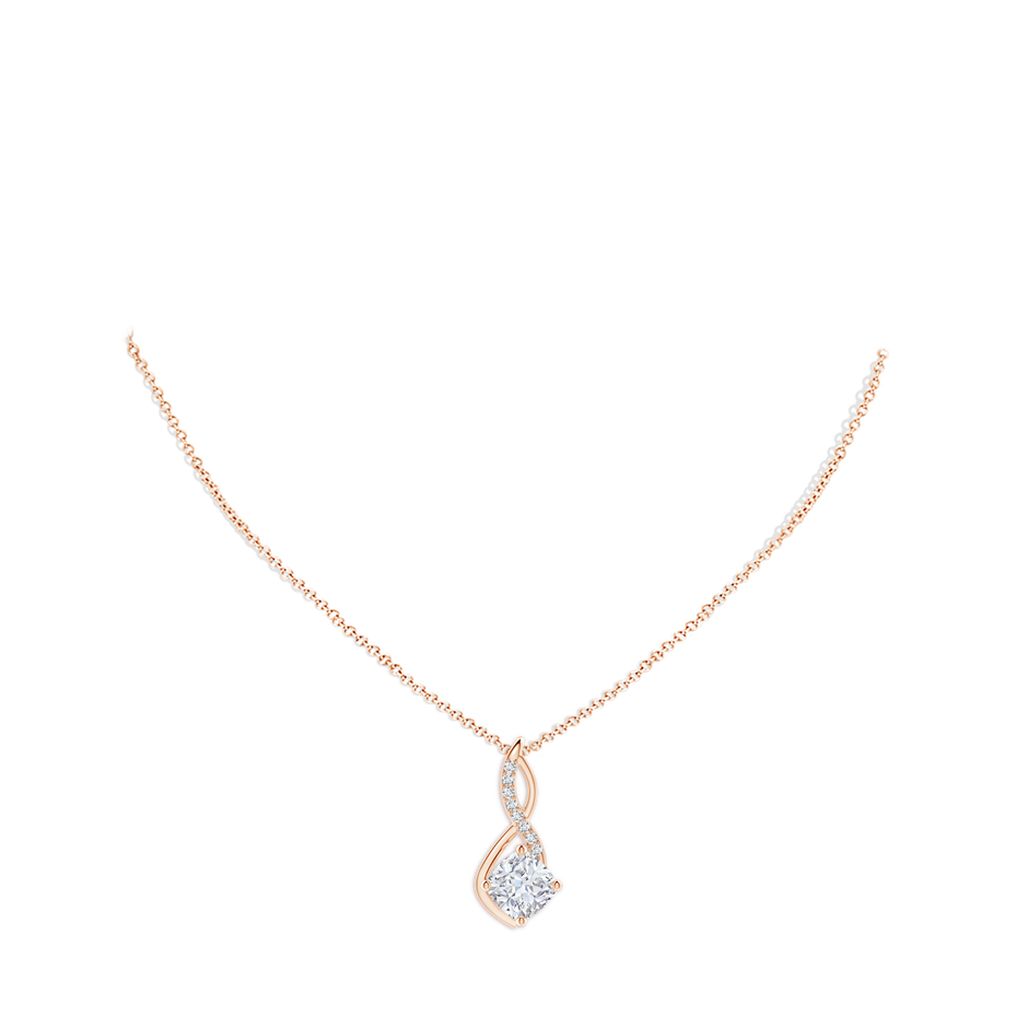 8mm FGVS Cushion Lab-Grown Diamond Infinity Pendant with Accents in 18K Rose Gold pen