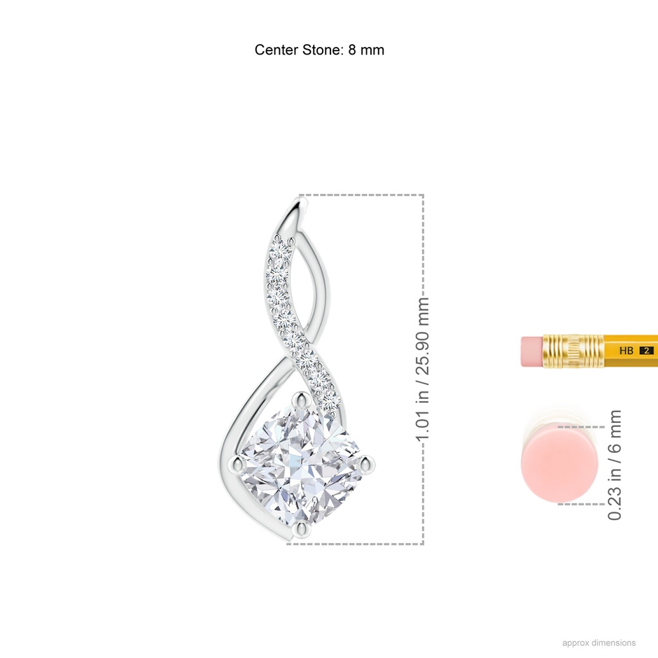 8mm FGVS Cushion Lab-Grown Diamond Infinity Pendant with Accents in P950 Platinum ruler