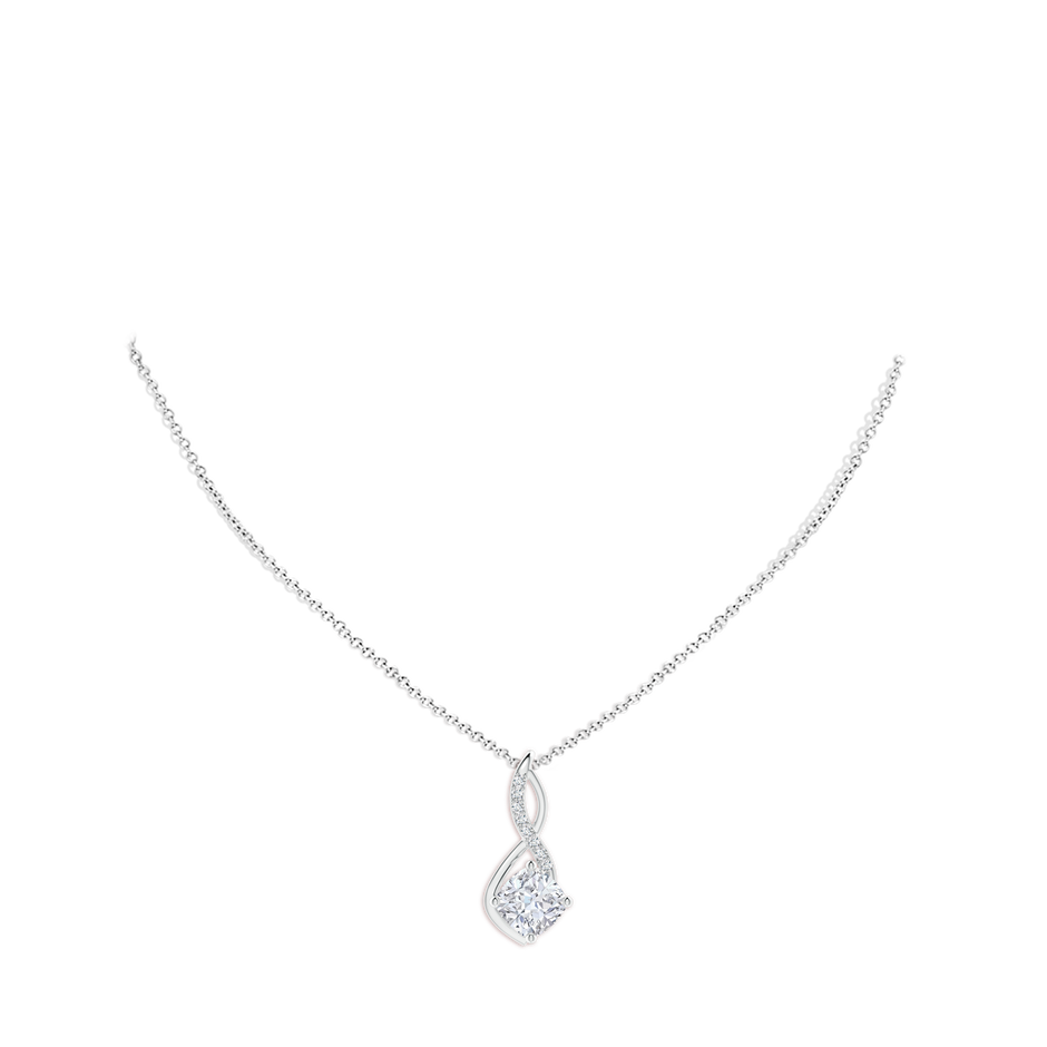 8mm FGVS Cushion Lab-Grown Diamond Infinity Pendant with Accents in P950 Platinum pen